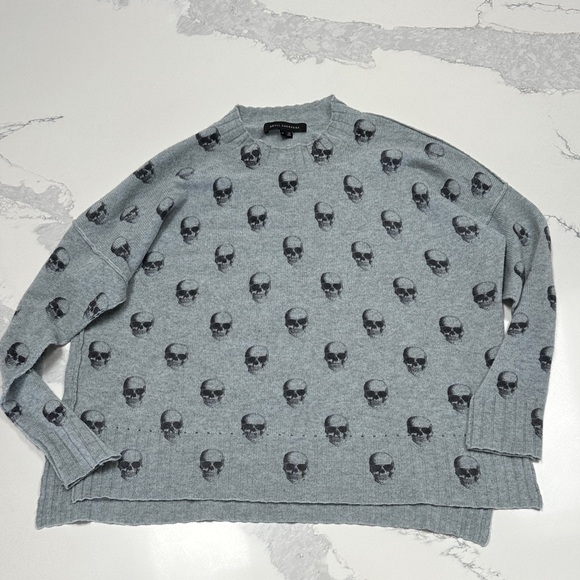Skull Cashmere Sweaters - 100% Cashmere Gray Skull Sweater